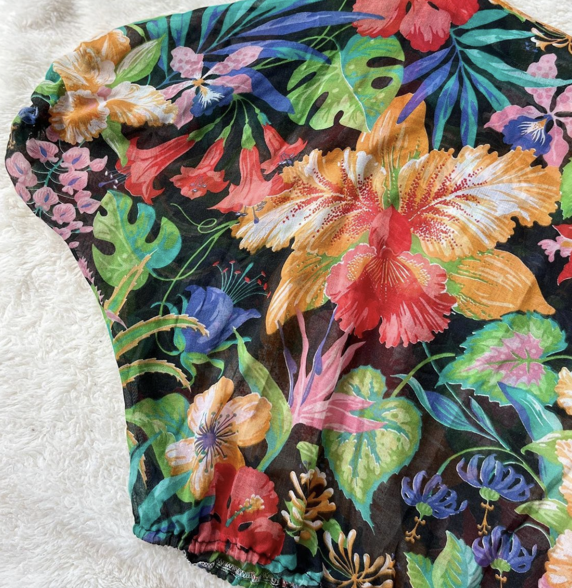 80s Laguna Junction Tropical Sheer Top