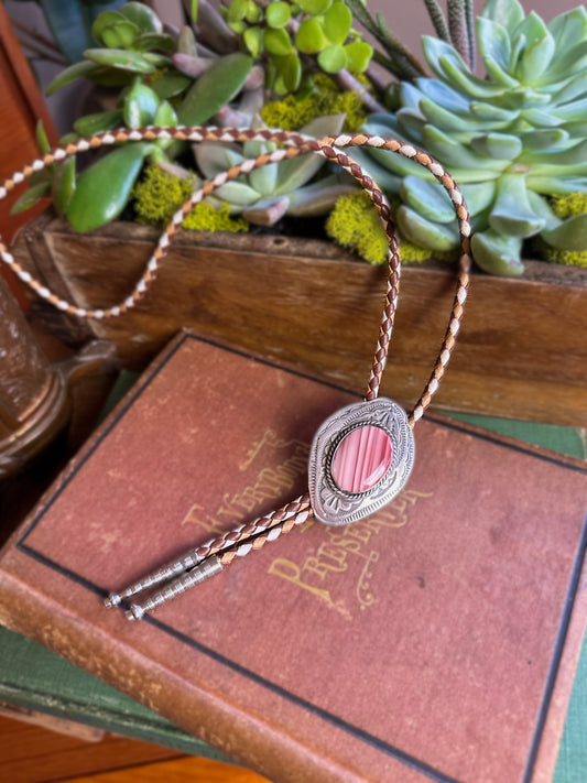 1970s Sterling and Agate Bolo Tie