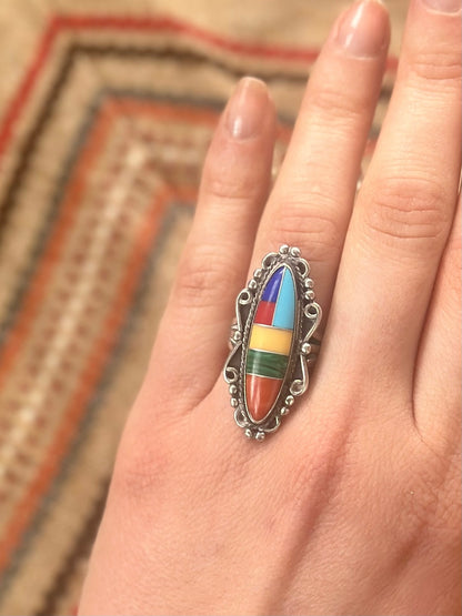 Navajo Multi-stone Inlay Statement Ring (Size 4.75)