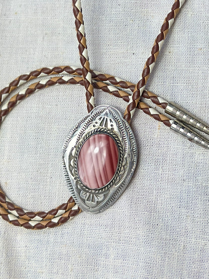 1970s Sterling and Agate Bolo Tie