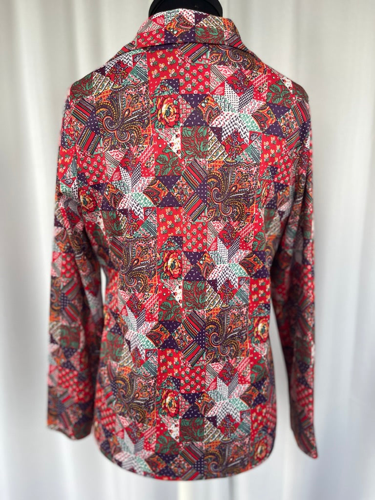70s Psychedelic Patchwork Poly Top