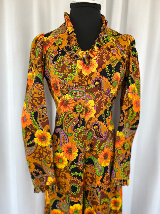 60s/70s Handmade Psychedelic Paisley Maxi Dress