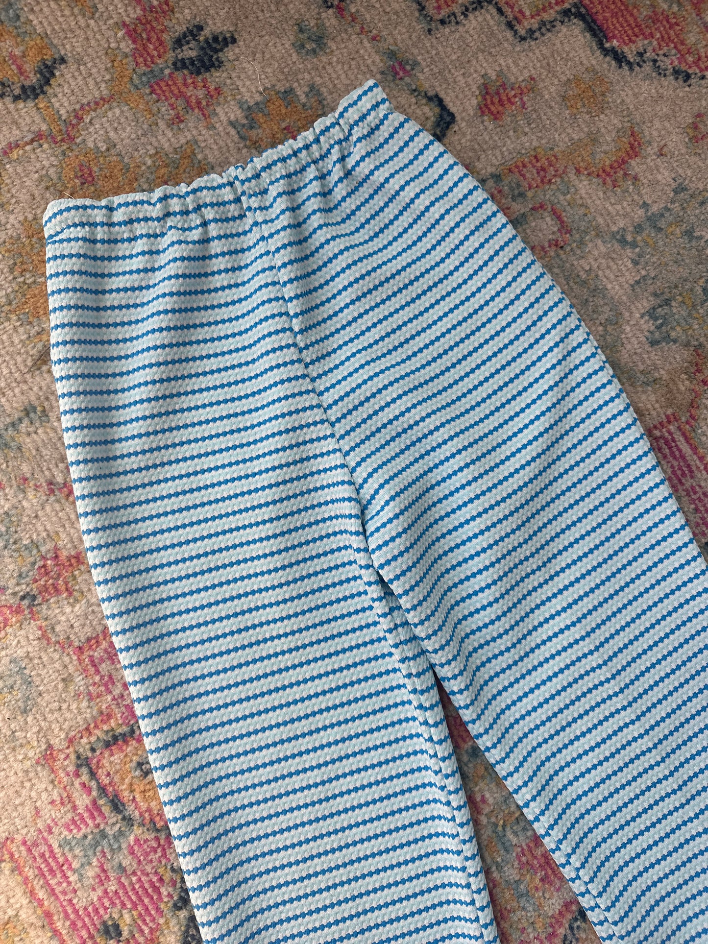 1970s Blue Striped Wide Leg Pants