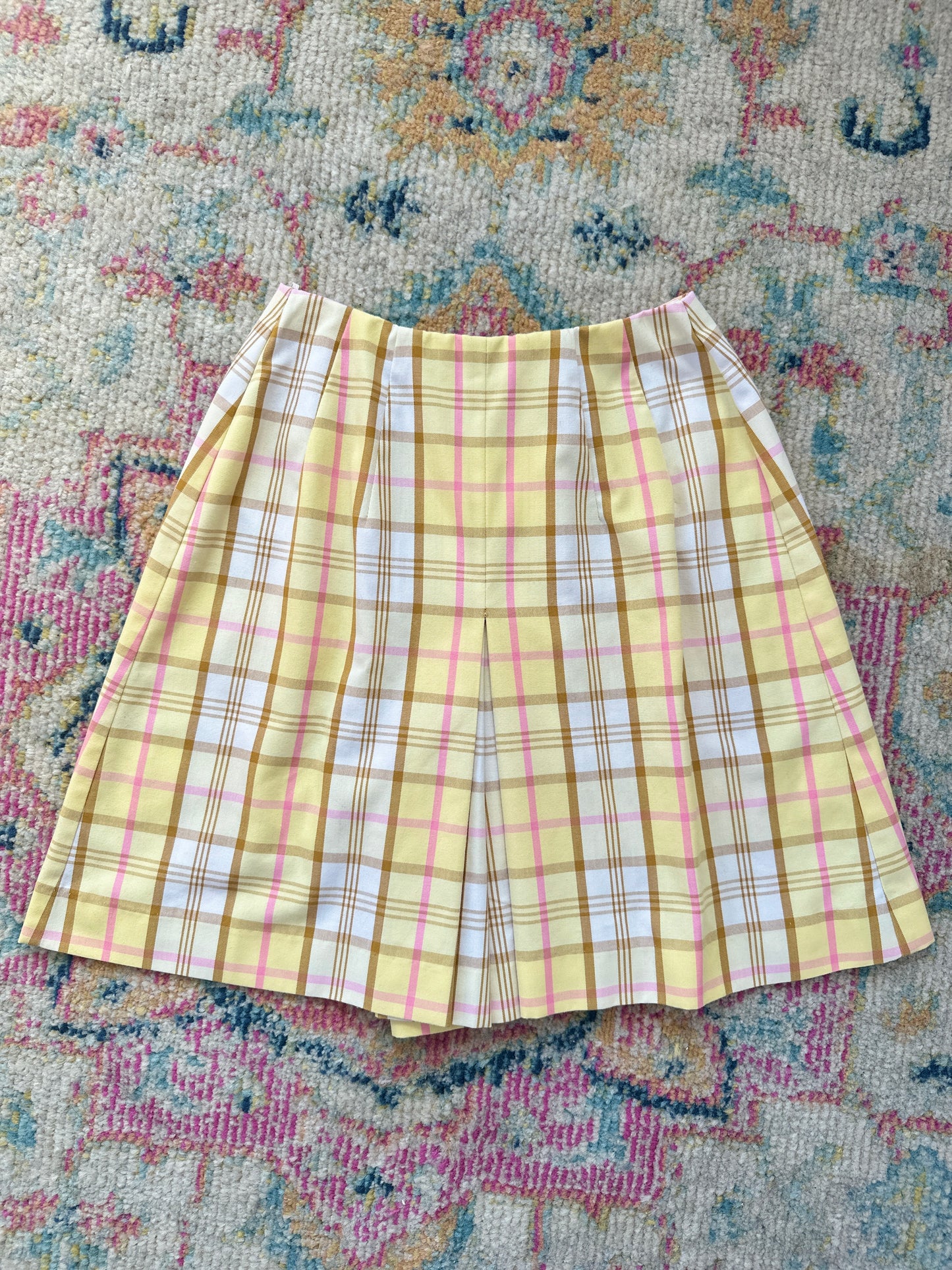 1960s Bobbie Brooks Yellow and Pink Plaid Skort